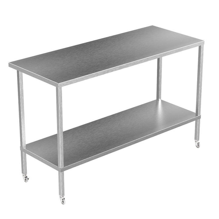 Stainless Steel Commercial Kitchen Tables On Wheels Displaypro 12