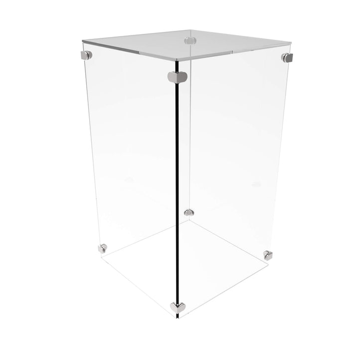 Flat Pack Pedestal Plinths Clear and Glass Look Acrylic