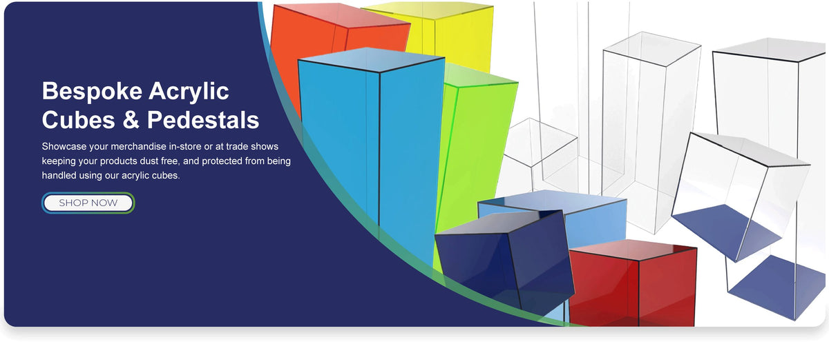 Bespoke acrylic cubes and pedestals – Displaypro