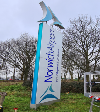 norwich airport totem sign
