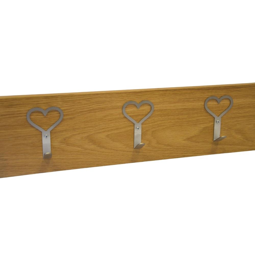 Solid Oak Rustic Love Heart Wall Mounted Coat Hook Displaypro 13