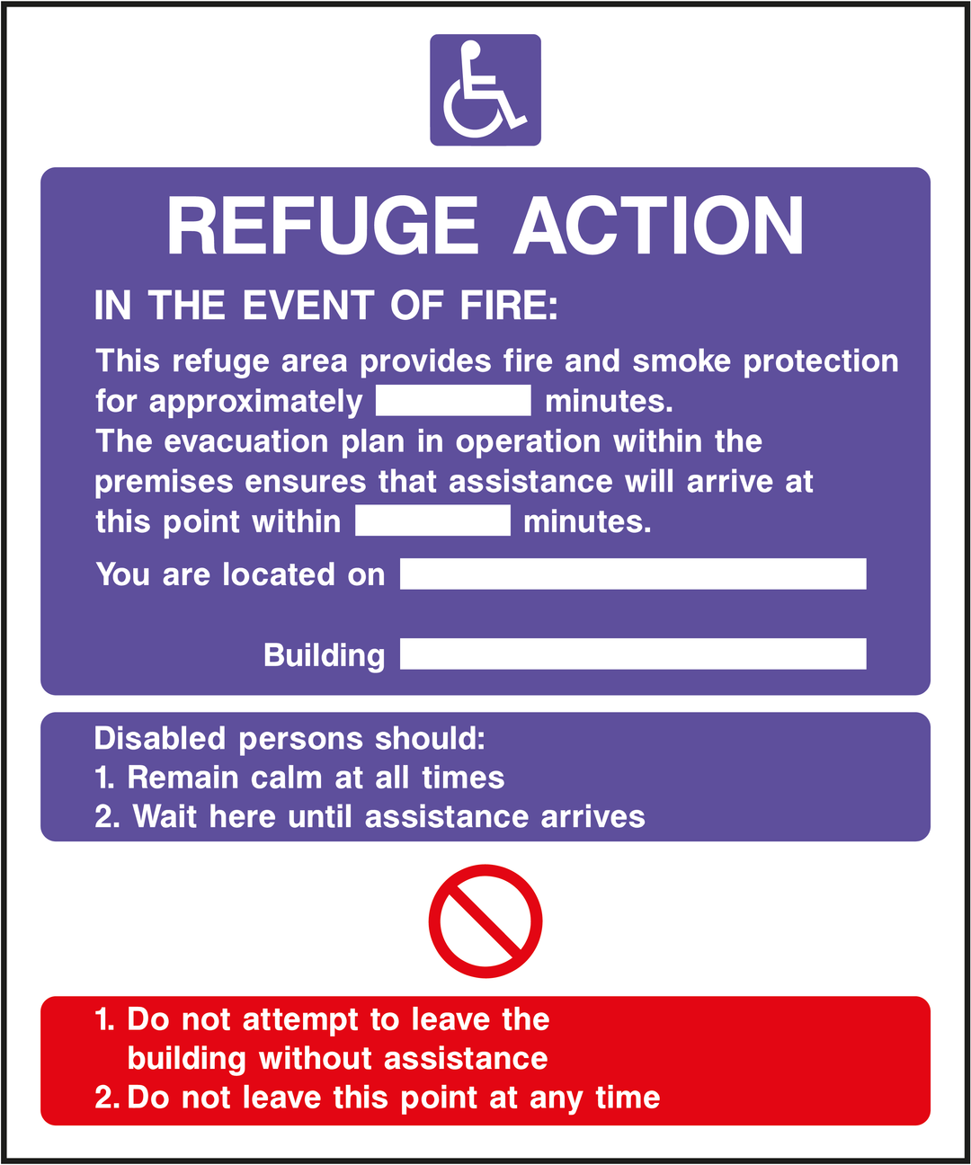 Fire Action Sign 17 - Assorted Sizes