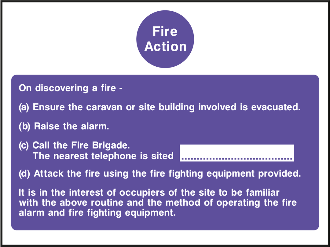Fire Action Sign 20 - Assorted Sizes