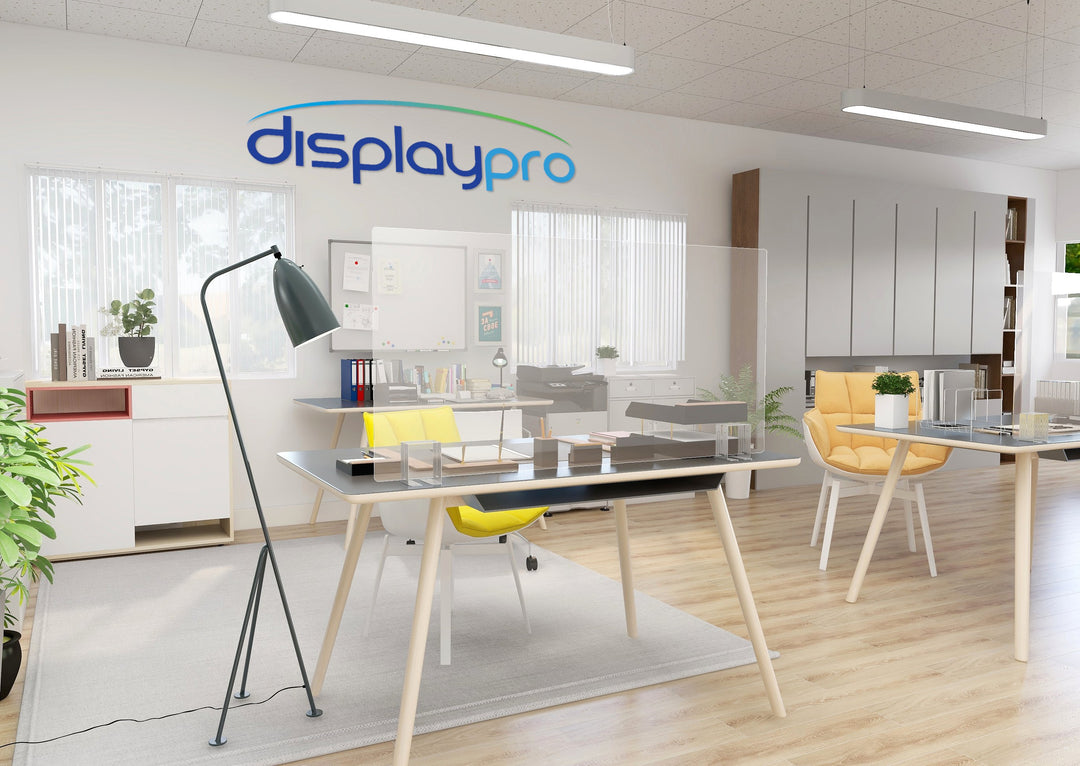 Desk Divider Perspex Screen With Stands Displaypro 3