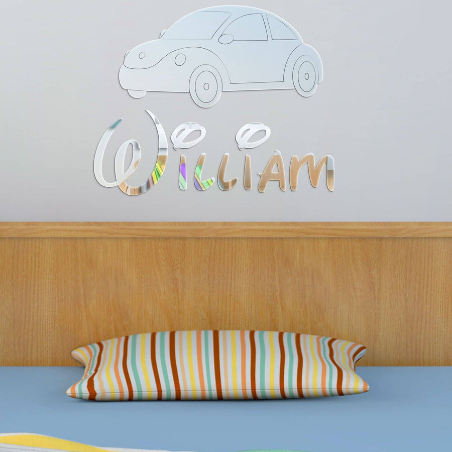 Beetle Car Acrylic Mirror & Childrens Name Displaypro