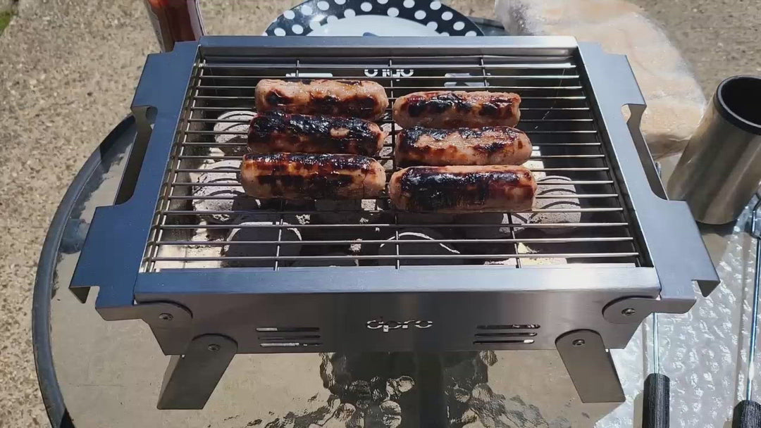 Stainless Steel Camping BBQ for Charcoal or Wood Briquettes