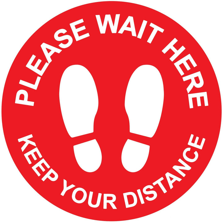 Floor Graphic Vinyl Please Wait Here - Keep Your Distance