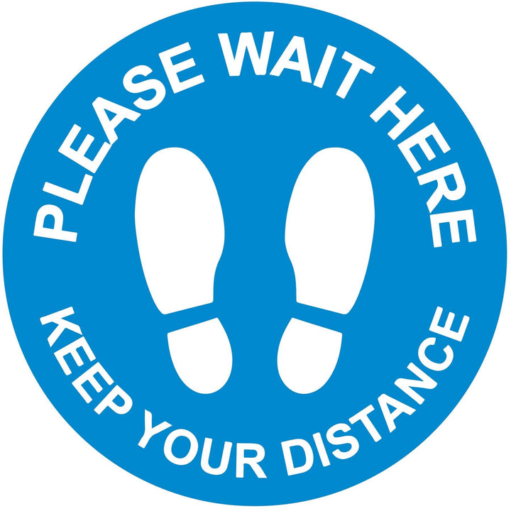 Floor Graphic Vinyl Please Wait Here - Keep Your Distance