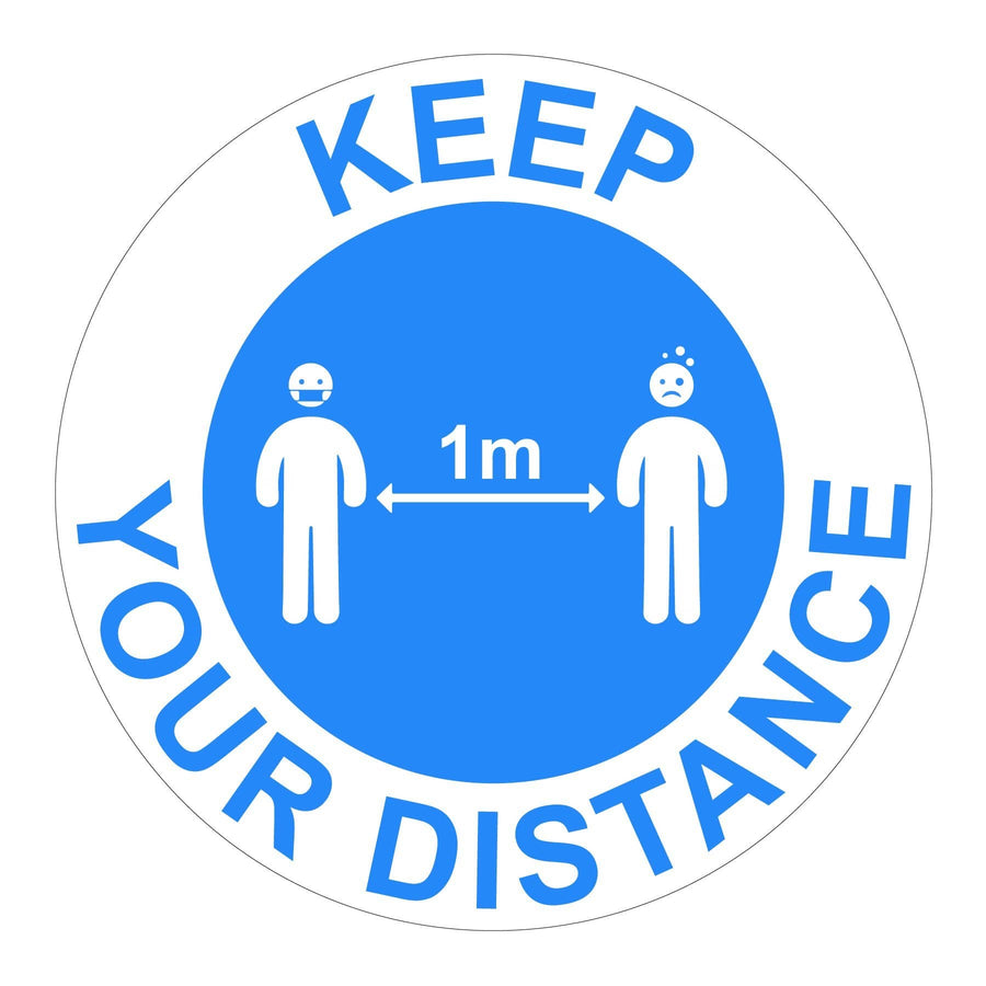 Keep Your Distance 1M Instructional Floor Vinyl Stickers Displaypro