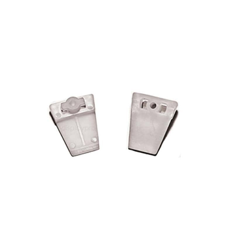 Pair of hook over clips for wall leaflet holders Displaypro