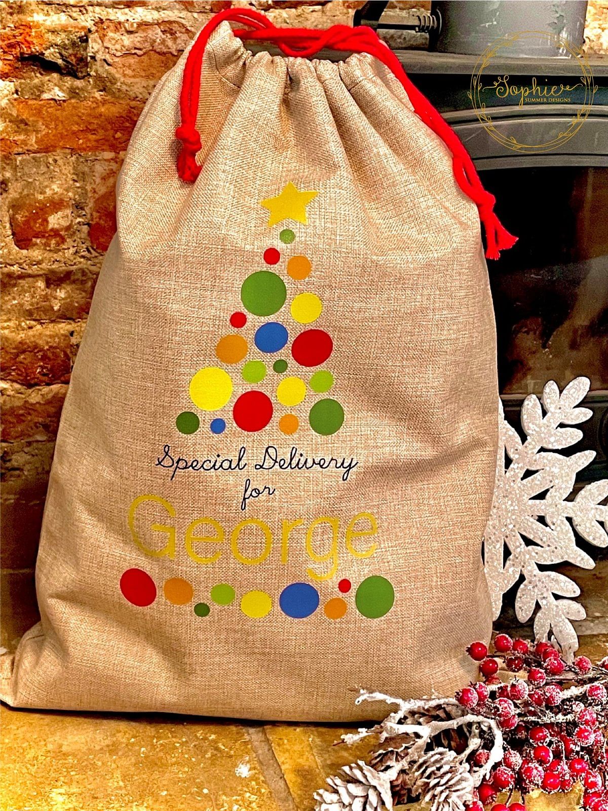 Personalised Santa Sacks Traditional Bauble Tree Design Displaypro 3
