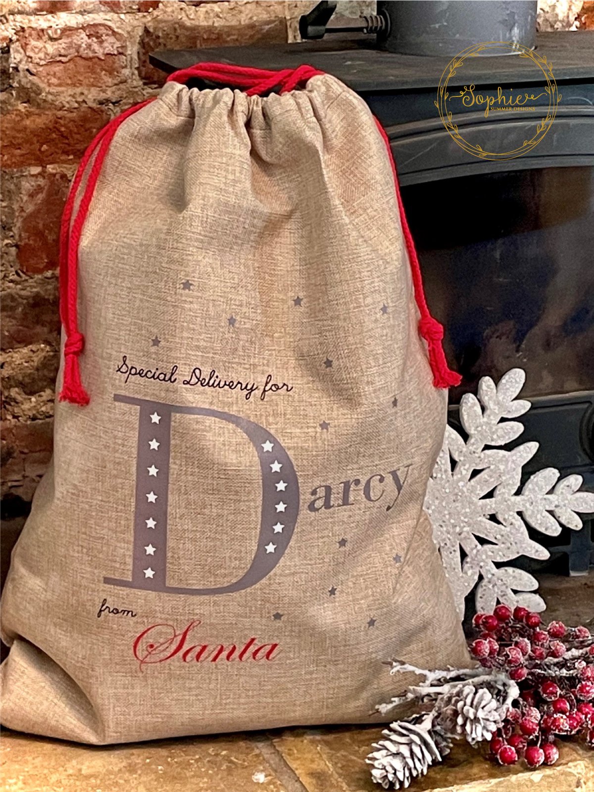 Personalised Santa Sacks Small Stars Design Displaypro 3