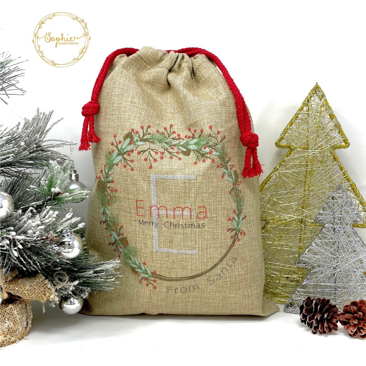 Personalised Santa Sacks Wreath Design Displaypro 2
